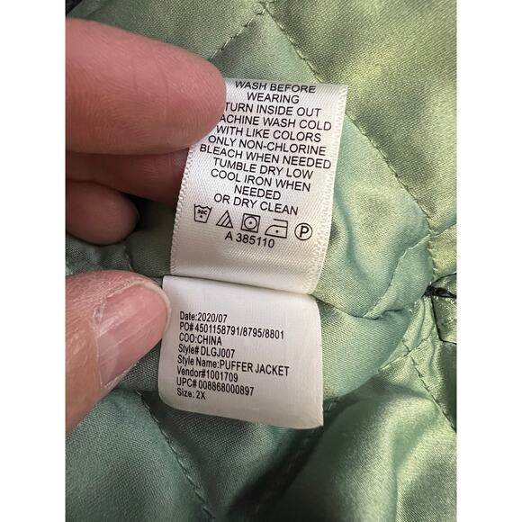 2X Logo Puffer Coat Quilted Jacket Lori Goldstein Navy Blue Midi Zip Front Lined - Picture 15 of 16